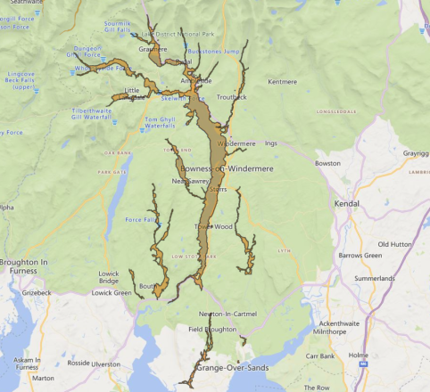 Flood warning for Brathay, Rothay, and Winster Rivers